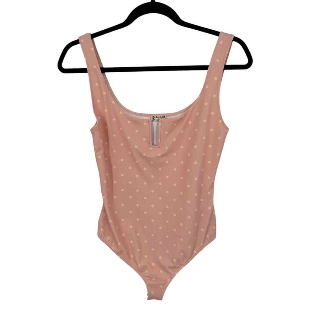 Free People bodysuit Printed romance polka dot pink size Small S